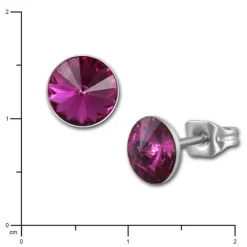 Amello Edelstahl Ohrstecker fuchsia rund Zirkonia Damen Ohrringe ESOS11P