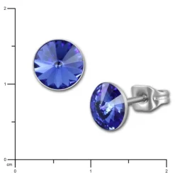 Amello Edelstahl Ohrstecker blau rund Zirkonia Damen Ohrringe ESOS11B