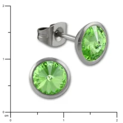 Amello Edelstahl Ohrstecker rund Zirkonias hellgrün Ohrring ESOS07L