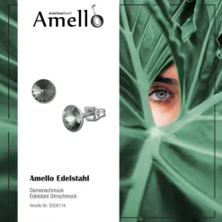 Amello Edelstahl Ohrstecker grau rund Zirkonia Damen Ohrringe ESOS11K