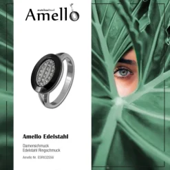 Amello Edelstahl Ring Keramik Zirkonia Gr.56 Edelstahlschmuck ESRX32S56