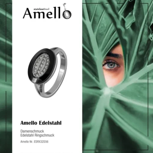 Amello Edelstahl Ring Keramik Zirkonia Gr.56 Edelstahlschmuck ESRX32S56
