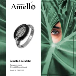 Amello Edelstahl Ring Keramik Zirkonia Gr.58 Edelstahlschmuck ESRX32S58