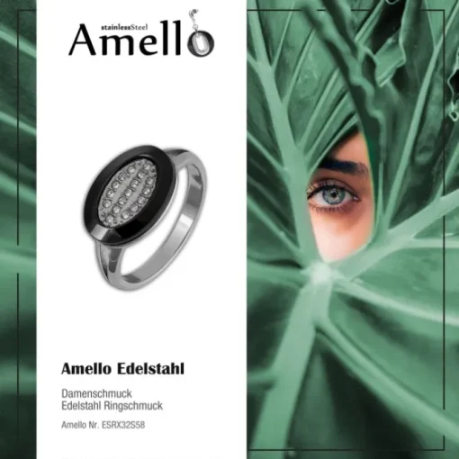 Amello Edelstahl Ring Keramik Zirkonia Gr.58 Edelstahlschmuck ESRX32S58