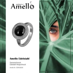 Amello Edelstahl Ring Keramik Zirkonia Gr.58 Edelstahlschmuck ESRX30S58