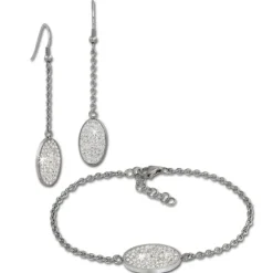 Amello Edelstahl Schmuckset Ohrringe & Armband Zirkonia Glitzer weiß ESSS03W