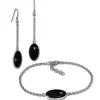 Amello Edelstahl Schmuckset Ohrringe & Armband Zirkonia schwarz ESSS03S
