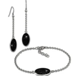 Amello Edelstahl Schmuckset Ohrringe & Armband Zirkonia schwarz ESSS03S