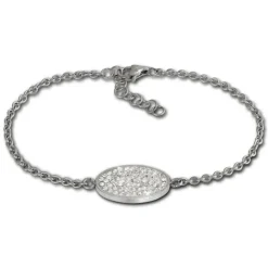 Amello Edelstahl Schmuckset Ohrringe & Armband Zirkonia Glitzer weiß ESSS03W