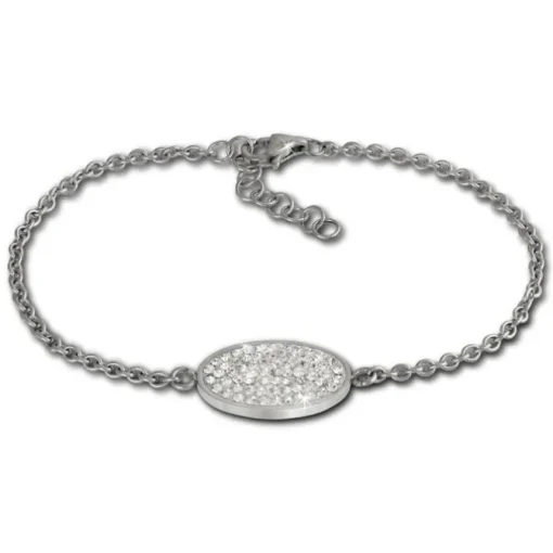 Amello Edelstahl Schmuckset Ohrringe & Armband Zirkonia Glitzer weiß ESSS03W