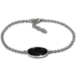 Amello Edelstahl Schmuckset Ohrringe & Armband Zirkonia schwarz ESSS03S