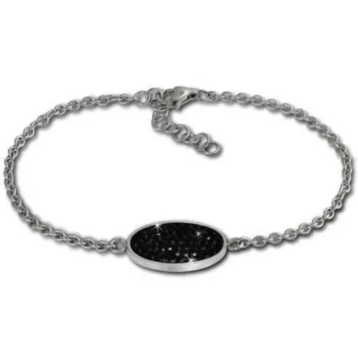 Amello Edelstahl Schmuckset Ohrringe & Armband Zirkonia schwarz ESSS03S