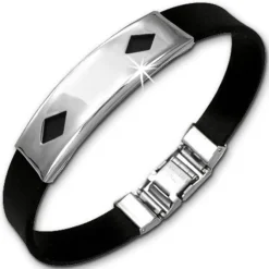 Amello Edelstahlarmband Karo Herren Damen Unisex Armband ESA505S