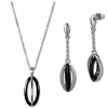 Amello Edelstahlschmuckset Keramik Ellipse Kette, Ohrring ESSX09S