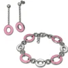 Amello Edelstahlschmuckset Emaille Oval rosa Armband, Ohrringe ESSG06P
