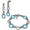 Amello Edelstahlschmuckset Emaille oval türkis Armband, Ohrringe ESSG08T