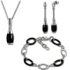 Amello Edelstahlschmuckset Kegel Keramik Kette, Armband, Ohrring ESSX15S