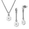 Amello Edelstahlschmuckset Keramik Blümchen weiß Kette, Ohrring ESSX41W