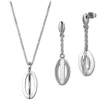 Amello Edelstahlschmuckset Keramik Ellipse Kette, Ohrring ESSX09W