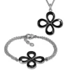 Amello Edelstahlschmuckset Keramik Blume Kette und Armband ESSX28S