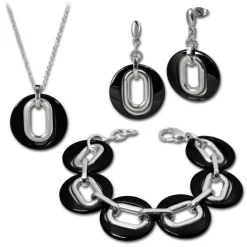 Amello Edelstahlschmuckset Keramik Kette, Armband, Ohrring ESSX03S
