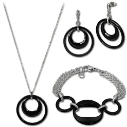 Amello Edelstahlschmuckset Keramik Kette, Armband, Ohrring ESSX05S