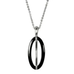 Amello Edelstahlschmuckset Keramik Ellipse Kette, Ohrring ESSX09S