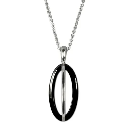 Amello Edelstahlschmuckset Keramik Ellipse Kette, Ohrring ESSX09S
