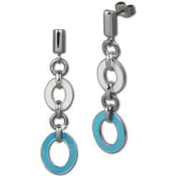 Amello Edelstahlschmuckset Emaille oval türkis Armband, Ohrringe ESSG08T