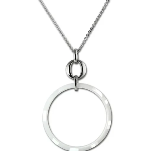 Amello Edelstahlschmuckset Circle Keramik Kette, Armband, Ohrring ESSX14W