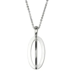 Amello Edelstahlschmuckset Keramik Ellipse Kette, Ohrring ESSX09W
