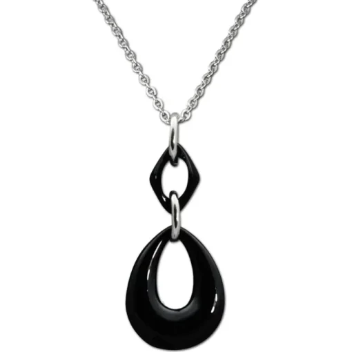 Amello Edelstahlschmuckset Keramik Tropfen Kette, Ohrring ESSX11S