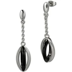 Amello Edelstahlschmuckset Keramik Ellipse Kette, Ohrring ESSX09S