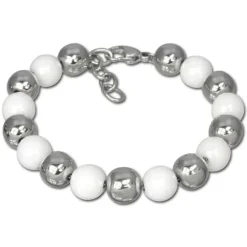 Amello Edelstahlschmuckset Keramik Kugel Armband, Ohrring ESSX12W