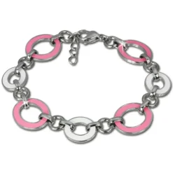 Amello Edelstahlschmuckset Emaille Oval rosa Armband, Ohrringe ESSG06P