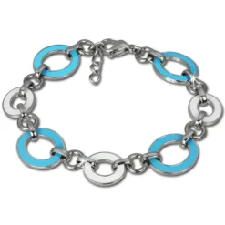 Amello Edelstahlschmuckset Emaille oval türkis Armband, Ohrringe ESSG08T