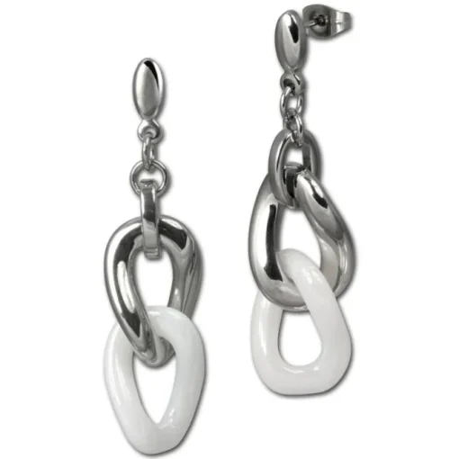 Amello Edelstahlschmuckset Keramik Kette, Armband, Ohrring ESSX06W