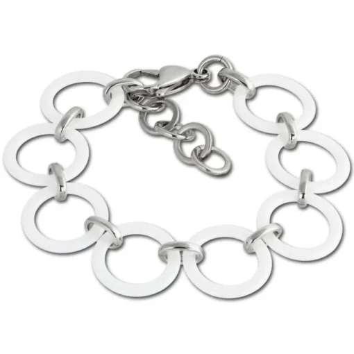 Amello Edelstahlschmuckset Circle Keramik Kette, Armband, Ohrring ESSX14W