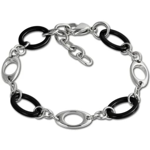 Amello Edelstahlschmuckset Kegel Keramik Kette, Armband, Ohrring ESSX15S