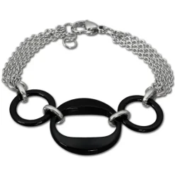 Amello Edelstahlschmuckset Keramik Kette, Armband, Ohrring ESSX05S