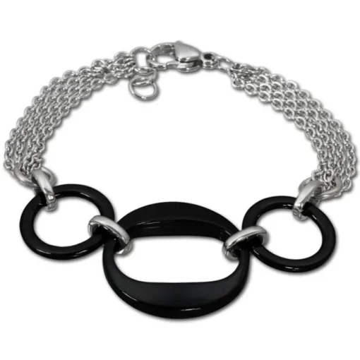Amello Edelstahlschmuckset Keramik Kette, Armband, Ohrring ESSX05S