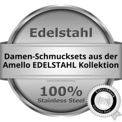 Amello Edelstahlschmuckset Keramik Ellipse Kette, Ohrring ESSX09W