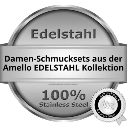 Amello Edelstahlschmuckset Keramik Ellipse Kette, Ohrring ESSX09W