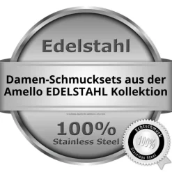 Amello Edelstahlschmuckset Keramik Ellipse Kette, Ohrring ESSX09S