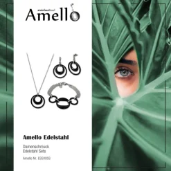 Amello Edelstahlschmuckset Keramik Kette, Armband, Ohrring ESSX05S