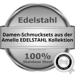 Amello Edelstahlschmuckset Circle Keramik Kette, Armband, Ohrring ESSX14W
