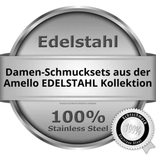Amello Edelstahlschmuckset Circle Keramik Kette, Armband, Ohrring ESSX14W