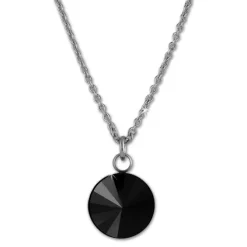 Amello Halskette Kegel Zirkonias schwarz Damen Stahlschmuck ESKS01S