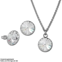 Amello Halskette Kegel Zirkonias weiß Damen Stahlschmuck ESKS01W