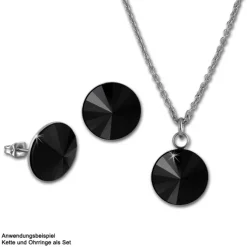 Amello Halskette Kegel Zirkonias schwarz Damen Stahlschmuck ESKS01S